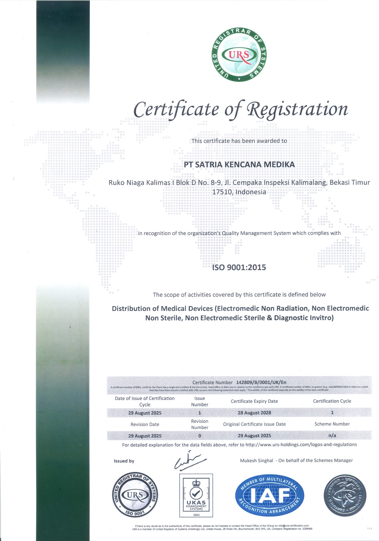 PT SATRIA KENCANA MEDIKA ISO 9001:2015